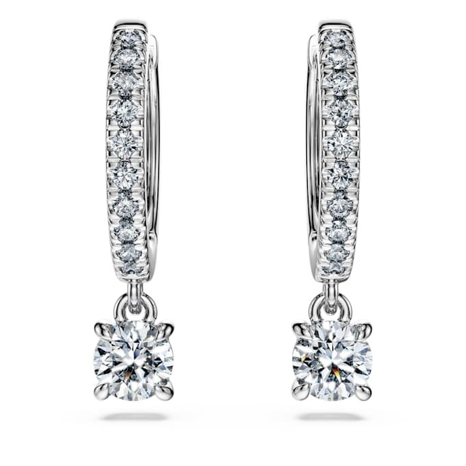 Boucles d’oreilles Eternity Drop, diamants synthétiques 0,7 ct au total, forme ronde, or blanc 14 carats Boucles d’oreilles Eternity Drop, diamants synthétiques 0,7 ct au total, forme ronde, or blanc 14 carats