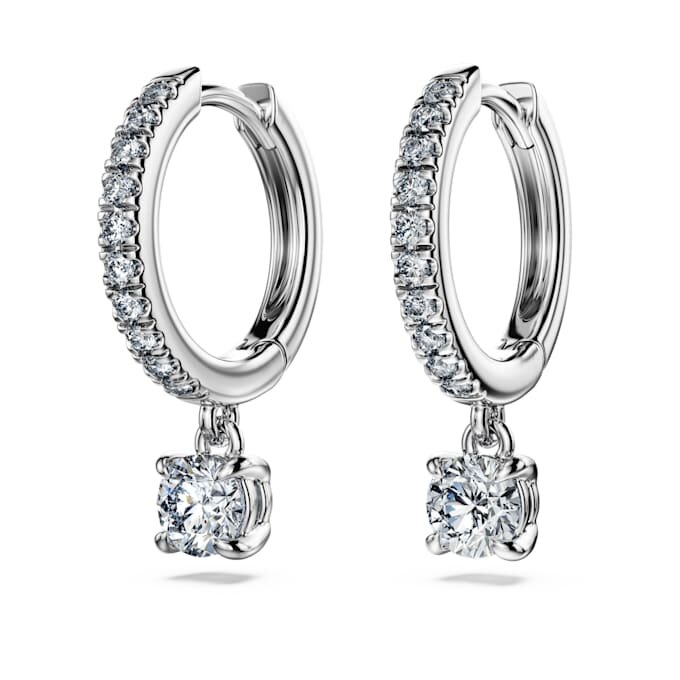 Boucles d’oreilles Eternity Drop, diamants synthétiques 0,7 ct au total, forme ronde, or blanc 14 carats Boucles d’oreilles Eternity Drop, diamants synthétiques 0,7 ct au total, forme ronde, or blanc 14 carats