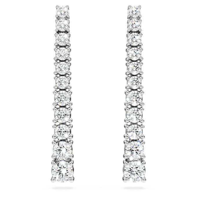 Boucles d’oreilles Eternity Drop en diamants synthétiques, 1,3 ct au total, forme ronde, or blanc 14 carats Boucles d’oreilles Eternity Drop en diamants synthétiques, 1,3 ct au total, forme ronde, or blanc 14 carats