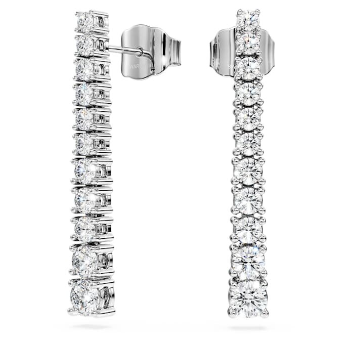 Boucles d’oreilles Eternity Drop en diamants synthétiques, 1,3 ct au total, forme ronde, or blanc 14 carats Boucles d’oreilles Eternity Drop en diamants synthétiques, 1,3 ct au total, forme ronde, or blanc 14 carats