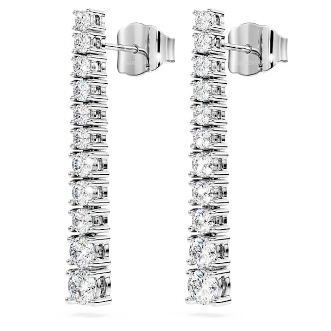 Boucles d’oreilles Eternity Drop en diamants synthétiques, 1,3 ct au total, forme ronde, or blanc 14 carats Boucles d’oreilles Eternity Drop en diamants synthétiques, 1,3 ct au total, forme ronde, or blanc 14 carats