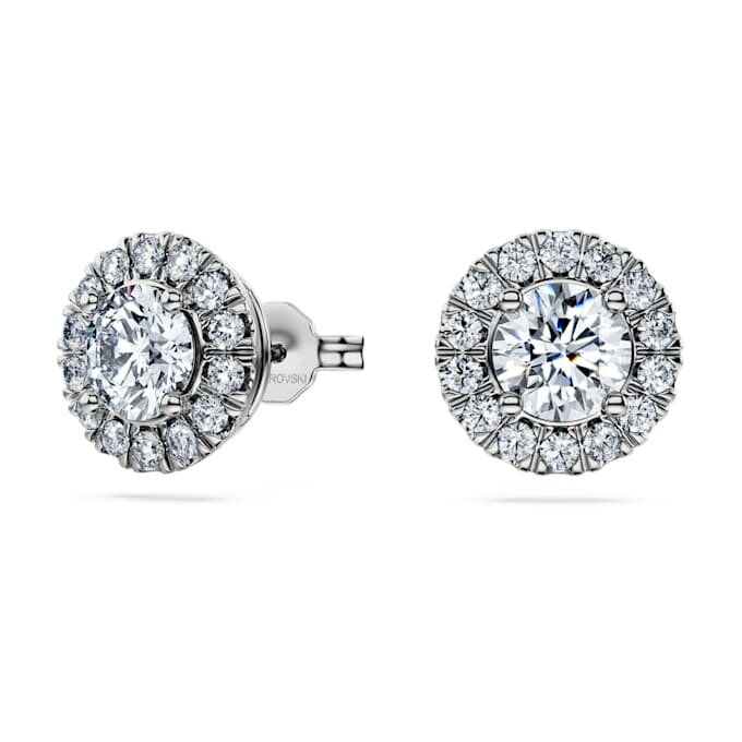 Boucles d’oreilles « Eternity Halo » avec diamants synthétiques, 2 carats au total, forme ronde, or blanc 14 carats Boucles d’oreilles « Eternity Halo » avec diamants synthétiques, 2 carats au total, forme ronde, or blanc 14 carats