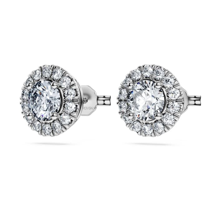 Boucles d’oreilles « Eternity Halo » avec diamants synthétiques, 2 carats au total, forme ronde, or blanc 14 carats Boucles d’oreilles « Eternity Halo » avec diamants synthétiques, 2 carats au total, forme ronde, or blanc 14 carats