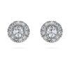 Boucles d’oreilles Eternity Halo avec diamants synthétiques de 0,45 ct au total, forme ronde, argent sterling Boucles d’oreilles Eternity Halo avec diamants synthétiques de 0,45 ct au total, forme ronde, argent sterling