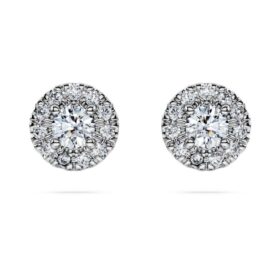 Boucles d’oreilles Eternity Halo avec diamants synthétiques de 0,45 ct au total, forme ronde, argent sterling
