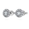 Boucles d’oreilles Eternity Halo avec diamants synthétiques de 0,45 ct au total, forme ronde, argent sterling Boucles d’oreilles Eternity Halo avec diamants synthétiques de 0,45 ct au total, forme ronde, argent sterling