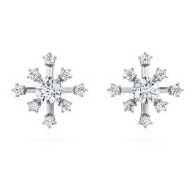 Boucles d’oreilles Galaxy avec diamants synthétiques, 0,5 ct au total, forme ronde, or blanc 14 carats