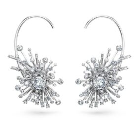 Boucles d’oreilles Galaxy avec diamants synthétiques, 14,67 carats au total, formes variées, or blanc 18 carats