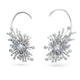 Boucles d’oreilles Galaxy avec diamants synthétiques, 14,67 carats au total, formes variées, or blanc 18 carats