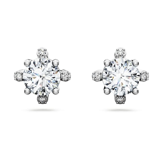 Boucles d’oreilles Galaxy avec diamants synthétiques de 2,1 carats au total, forme ronde, or blanc 14 carats Boucles d’oreilles Galaxy avec diamants synthétiques de 2,1 carats au total, forme ronde, or blanc 14 carats