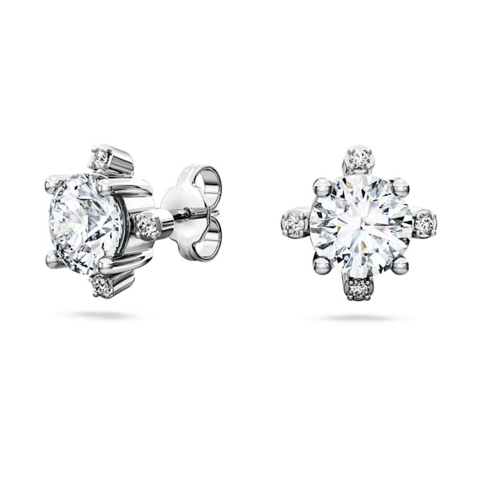 Boucles d’oreilles Galaxy avec diamants synthétiques de 2,1 carats au total, forme ronde, or blanc 14 carats Boucles d’oreilles Galaxy avec diamants synthétiques de 2,1 carats au total, forme ronde, or blanc 14 carats