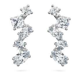 Boucles d’oreilles « Galaxy » en diamants synthétiques, 1,25 ct au total, formes variées, or blanc 14 carats