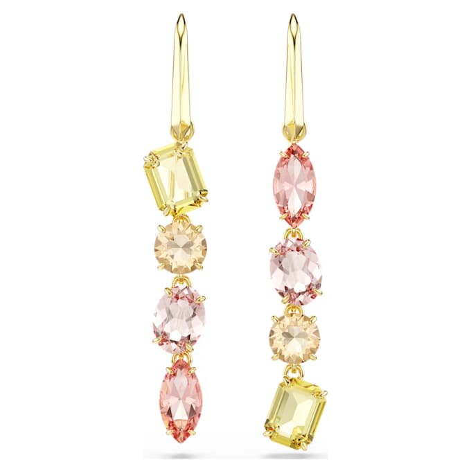 Boucles d’oreilles Gema Drop : design asymétrique, tailles variées, rose, plaqué or Boucles d’oreilles Gema Drop : design asymétrique, tailles variées, rose, plaqué or