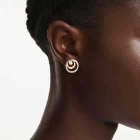 Boucles d’oreilles Hyperbola, taille ronde, blanches, plaquées or