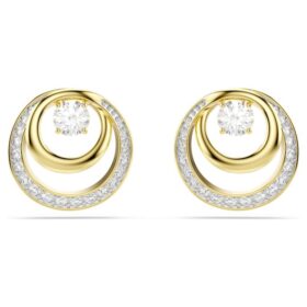 Boucles d’oreilles Hyperbola, taille ronde, blanches, plaquées or