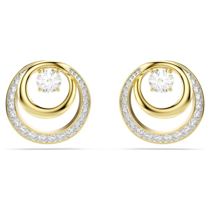 Boucles d’oreilles Hyperbola, taille ronde, blanches, plaquées or Boucles d’oreilles Hyperbola, taille ronde, blanches, plaquées or