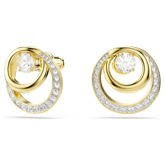 Boucles d’oreilles Hyperbola, taille ronde, blanches, plaquées or Boucles d’oreilles Hyperbola, taille ronde, blanches, plaquées or
