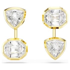 Boucles d’oreilles Imber : design asymétrique, tailles variées, blanches, plaquées or