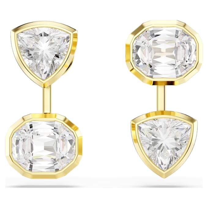 Boucles d’oreilles Imber : design asymétrique, tailles variées, blanches, plaquées or Boucles d’oreilles Imber : design asymétrique, tailles variées, blanches, plaquées or
