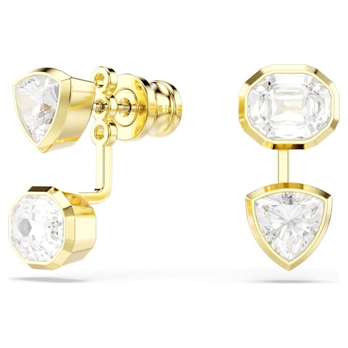 Boucles d’oreilles Imber : design asymétrique, tailles variées, blanches, plaquées or Boucles d’oreilles Imber : design asymétrique, tailles variées, blanches, plaquées or