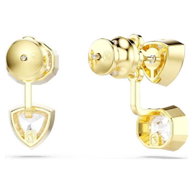 Boucles d’oreilles Imber : design asymétrique, tailles variées, blanches, plaquées or Boucles d’oreilles Imber : design asymétrique, tailles variées, blanches, plaquées or