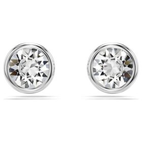 Boucles d’oreilles Imber, taille ronde, blanches, plaquées rhodium