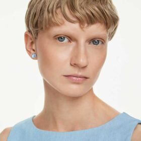 Boucles d’oreilles Magic Stud « Flocon de neige », bleues, plaquées rhodium
