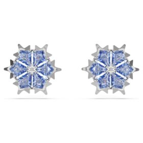 Boucles d’oreilles Magic Stud « Flocon de neige », bleues, plaquées rhodium