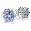 Boucles d’oreilles Magic Stud « Flocon de neige », bleues, plaquées rhodium