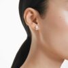 Boucles d’oreilles Matrix Crystal Pearl, taille ronde, blanches, plaquées rhodium