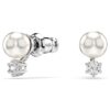 Boucles d’oreilles Matrix Crystal Pearl, taille ronde, blanches, plaquées rhodium