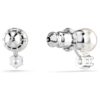 Boucles d’oreilles Matrix Crystal Pearl, taille ronde, blanches, plaquées rhodium