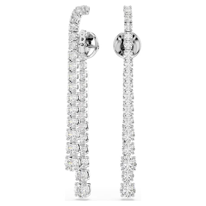 Boucles d’oreilles Matrix Drop à gradation de facettes rondes, blanches, plaquées rhodium Boucles d’oreilles Matrix Drop à gradation de facettes rondes, blanches, plaquées rhodium