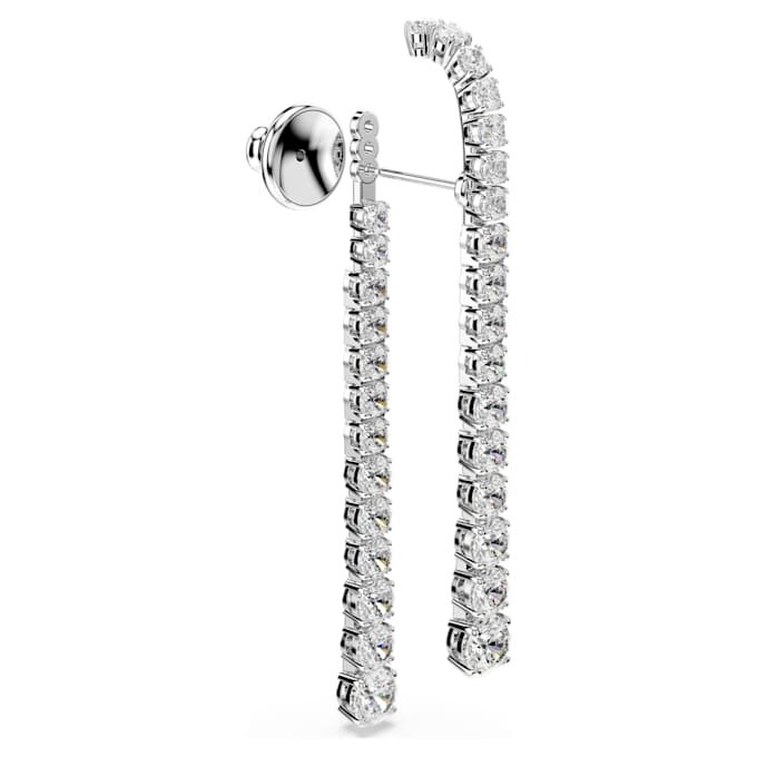 Boucles d’oreilles Matrix Drop à gradation de facettes rondes, blanches, plaquées rhodium Boucles d’oreilles Matrix Drop à gradation de facettes rondes, blanches, plaquées rhodium