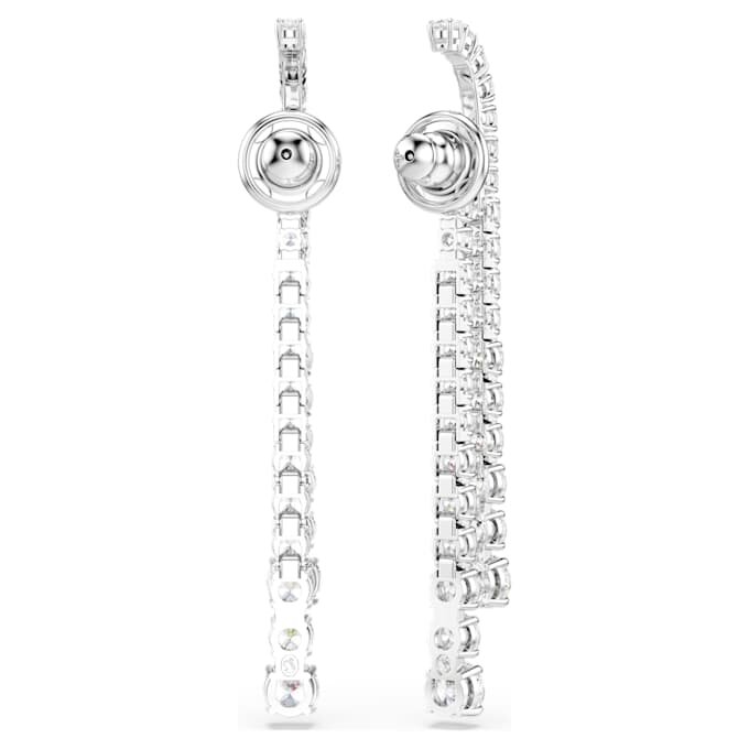 Boucles d’oreilles Matrix Drop à gradation de facettes rondes, blanches, plaquées rhodium Boucles d’oreilles Matrix Drop à gradation de facettes rondes, blanches, plaquées rhodium
