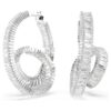 Boucles d’oreilles Matrix en forme d’anneaux, taille baguette, ruban, blanches, plaquées rhodium