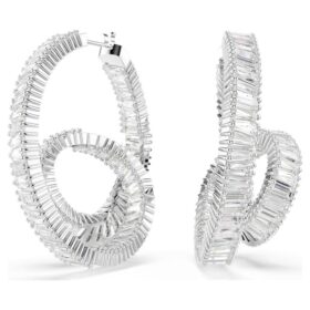 Boucles d’oreilles Matrix en forme d’anneaux, taille baguette, ruban, blanches, plaquées rhodium Boucles d’oreilles Matrix en forme d’anneaux, taille baguette, ruban, blanches, plaquées rhodium
