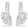 Boucles d’oreilles Matrix en forme d’anneaux, taille baguette, ruban, blanches, plaquées rhodium