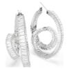 Boucles d’oreilles Matrix en forme d’anneaux, taille baguette, ruban, blanches, plaquées rhodium