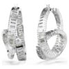 Boucles d’oreilles Matrix en forme d’anneaux, taille baguette, ruban, blanches, plaquées rhodium