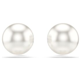 Boucles d’oreilles Matrix à perles de cristal, blanches, plaquées rhodium