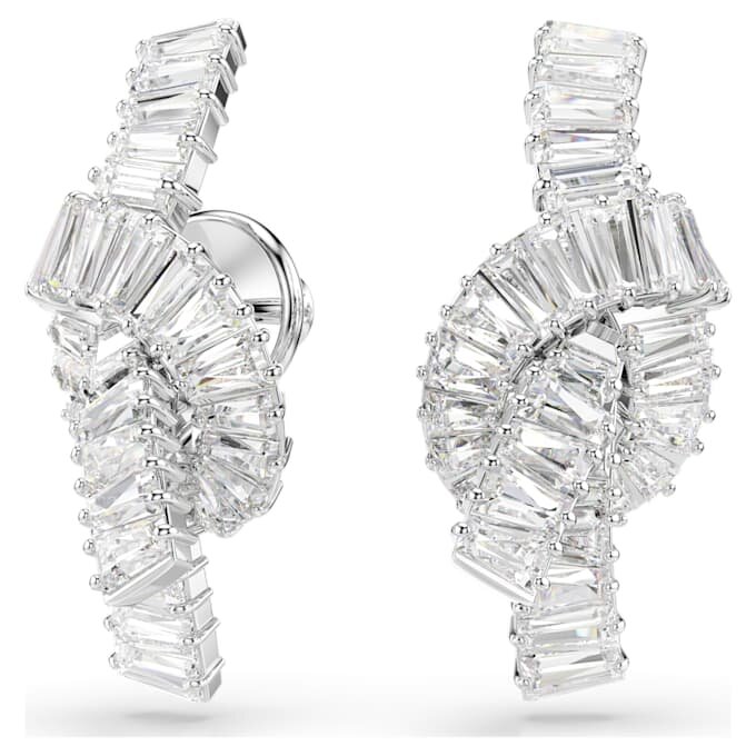 Boucles d’oreilles Matrix, taille baguette, nœud, blanches, plaquées rhodium Boucles d’oreilles Matrix, taille baguette, nœud, blanches, plaquées rhodium