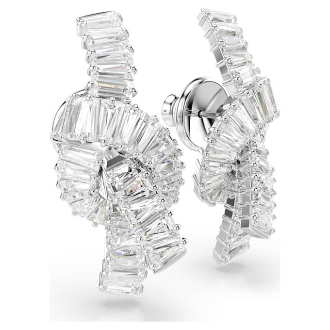 Boucles d’oreilles Matrix, taille baguette, nœud, blanches, plaquées rhodium Boucles d’oreilles Matrix, taille baguette, nœud, blanches, plaquées rhodium
