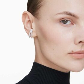 Boucles d’oreilles Matrix, taille ronde, blanches, plaquées rhodium Boucles d’oreilles Matrix, taille ronde, blanches, plaquées rhodium