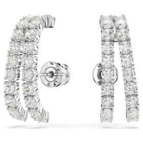 Boucles d’oreilles Matrix, taille ronde, blanches, plaquées rhodium Boucles d’oreilles Matrix, taille ronde, blanches, plaquées rhodium