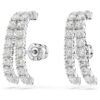 Boucles d’oreilles Matrix, taille ronde, blanches, plaquées rhodium