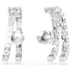 Boucles d’oreilles Matrix, taille ronde, blanches, plaquées rhodium