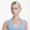 Boucles d’oreilles Matrix, taille ronde, blanches, plaquées rhodium