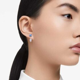 Boucles d’oreilles Mesmera à tailles variées, amovibles, bleues, plaquées rhodium