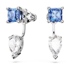 Boucles d’oreilles Mesmera à tailles variées, amovibles, bleues, plaquées rhodium